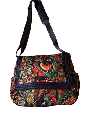 Vera Bradley Paisley Multicolor Crossbody Bag with Navy Trim - new without tags